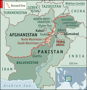 Map of Pakistan and Afghanistan